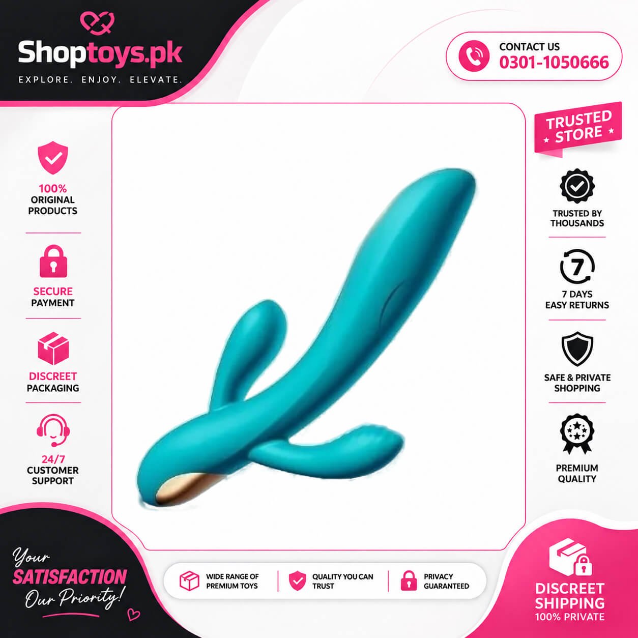 Rabbit Vibrators Womens Sex Toys - 3 in 1 Dildos In Pakistan